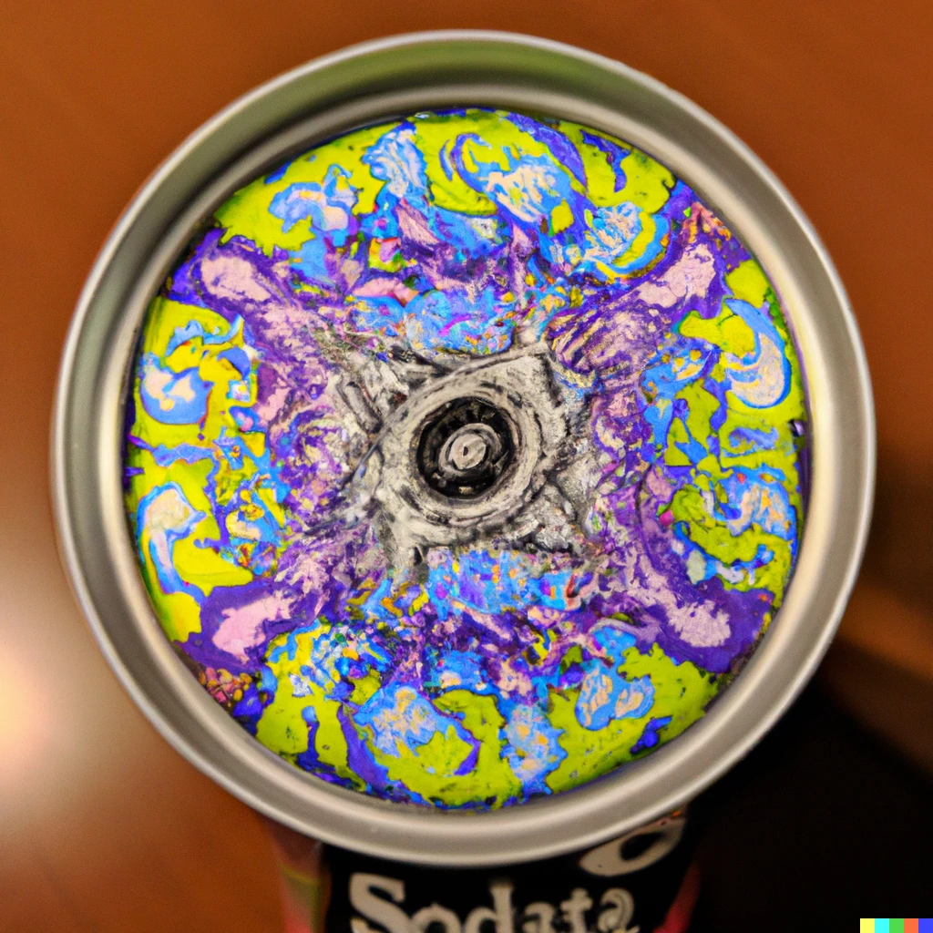 Prompt: The Mandelbrot set themed can of soda