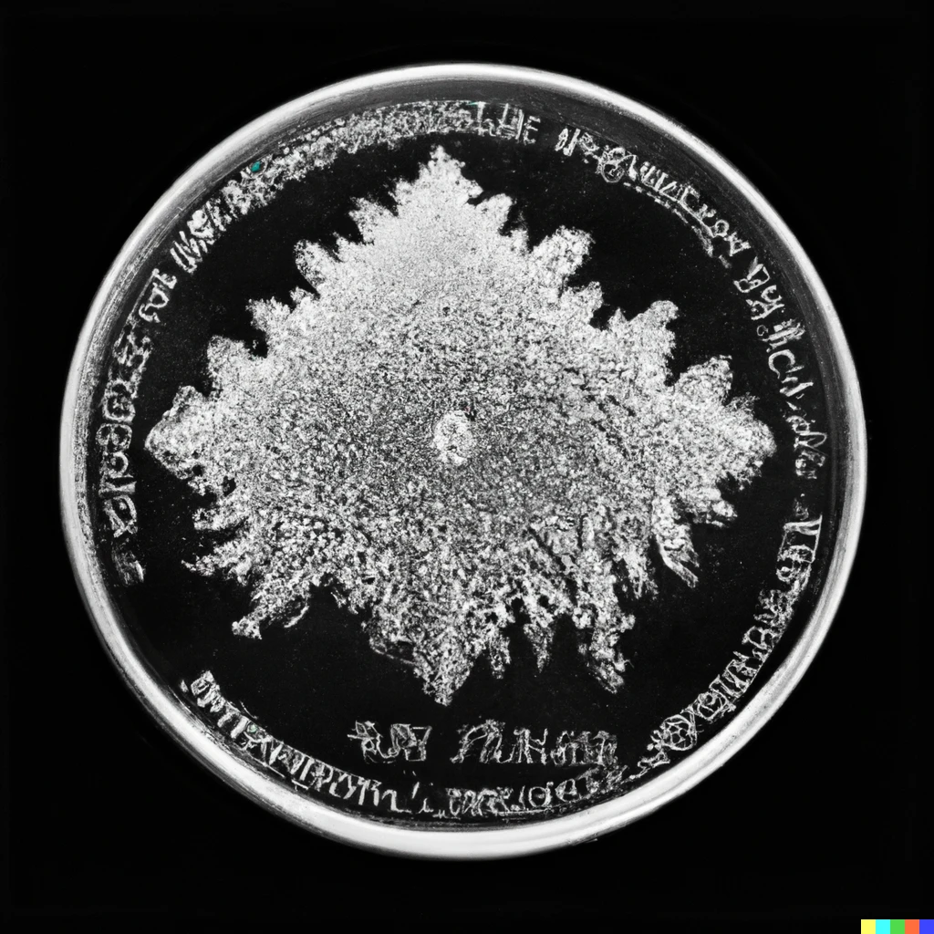 Prompt: The Mandelbrot set engraved on a coin