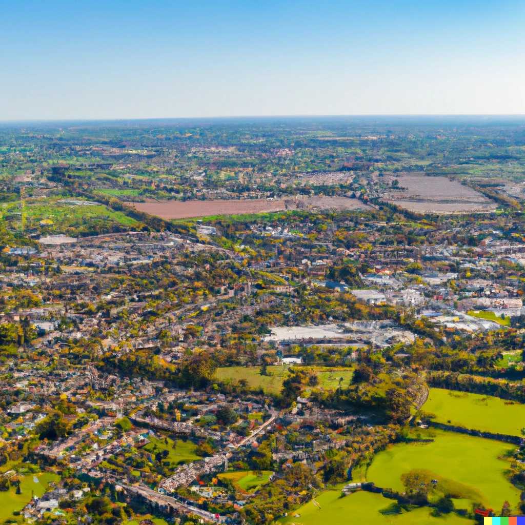 Prompt: Aerial view of Kildare, Ireland