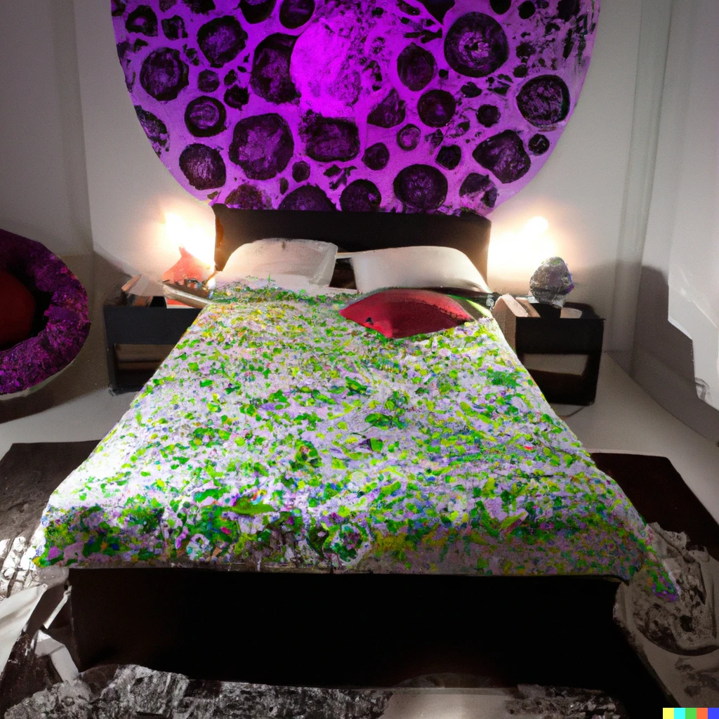 Prompt: Bedroom inspired by the Mandelbrot set, studio lighting