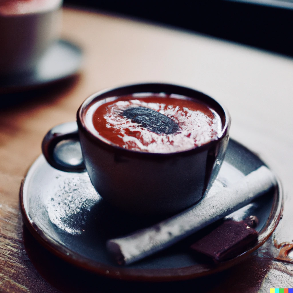 Prompt: Professional food photography of hot chocolate prepared at a 2 Michelin star restaurant 