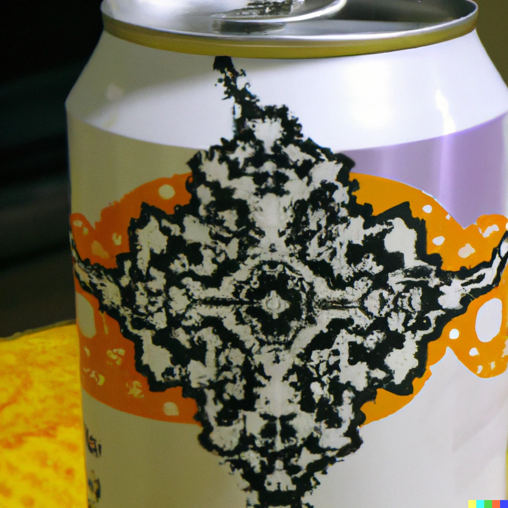 Prompt: The Mandelbrot set themed can of soda