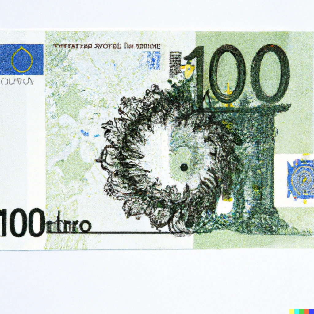 Prompt: The Mandelbrot set on a euro note