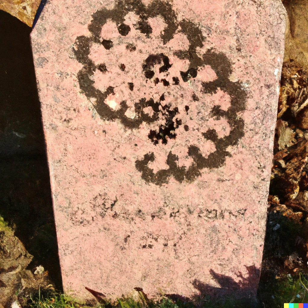 Prompt: A gravestone remembering the Mandelbrot set