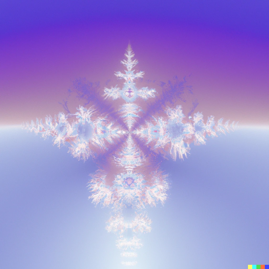Prompt: A transparent, refractive crystal under a sky of the Mandelbrot set