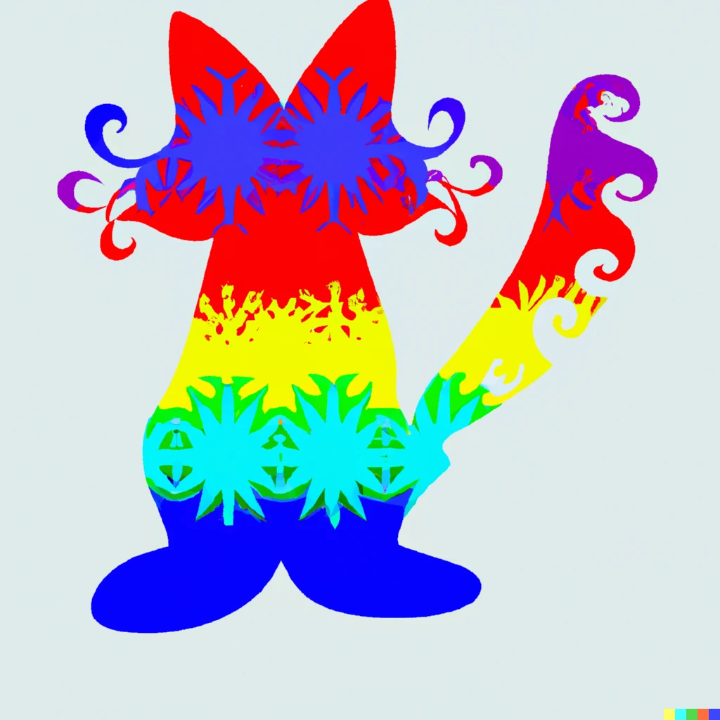 Prompt: The Mandelbrot set in the shape of a colorful cat