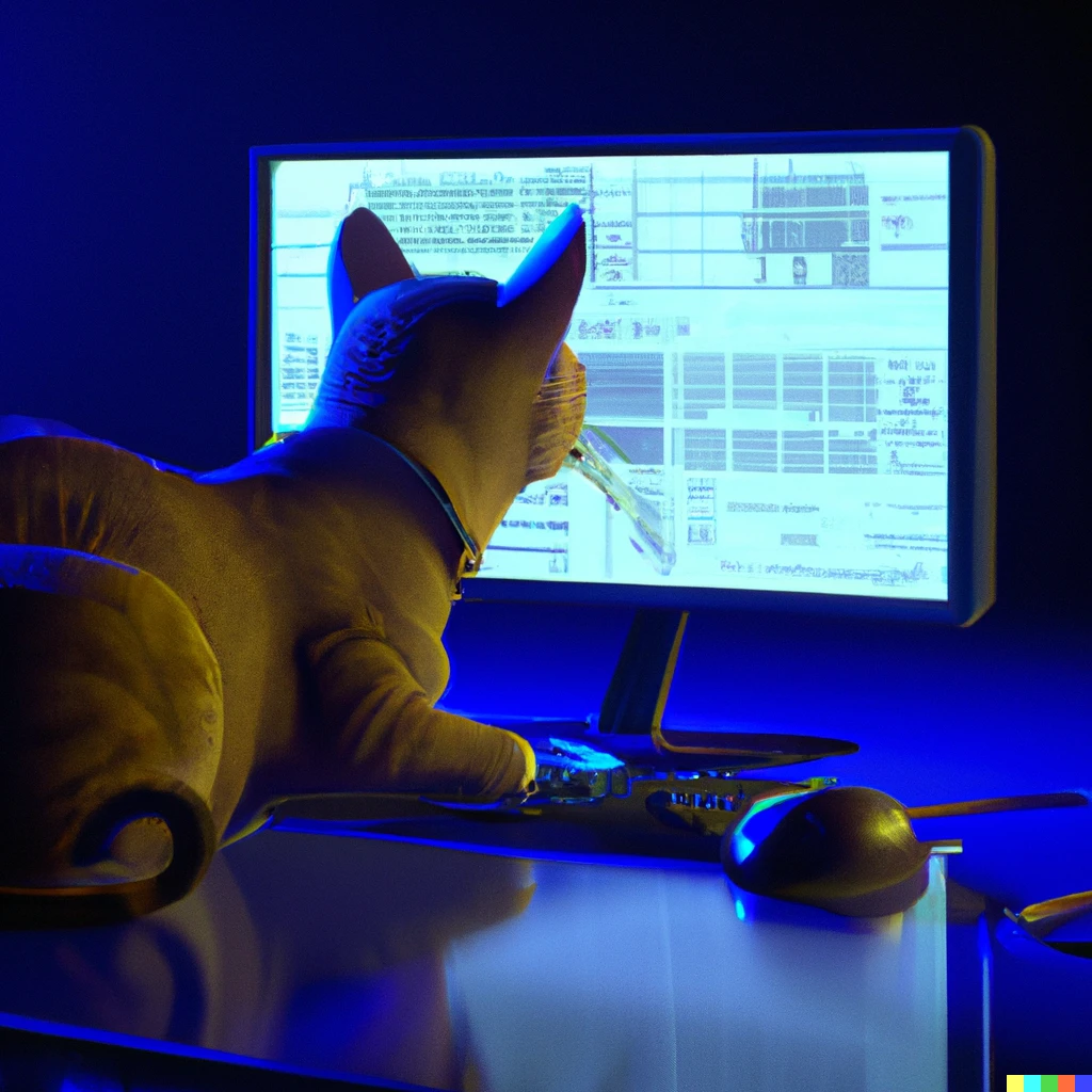 Prompt: A cat using an extremely advanced computer, 3d render, unreal engine