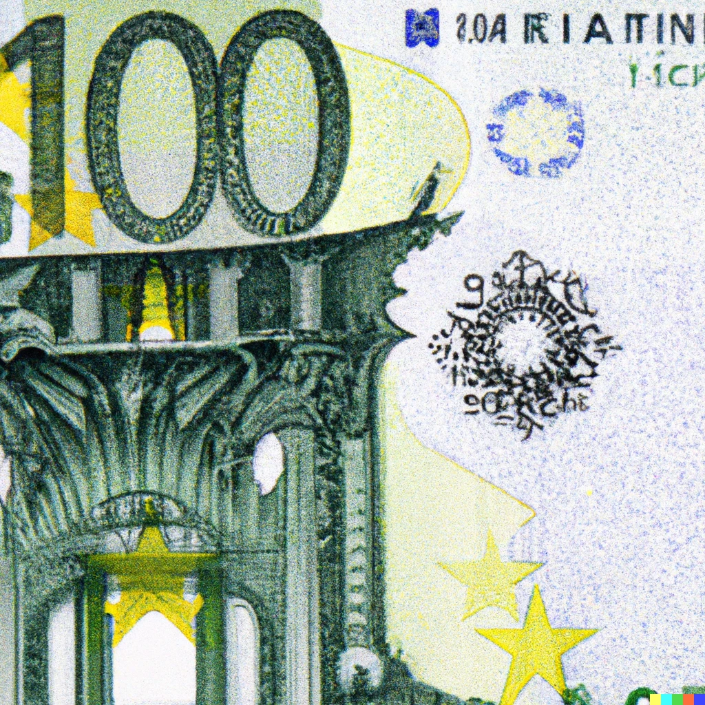 Prompt: The Mandelbrot set on a euro note