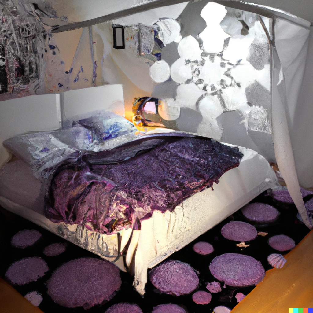 Prompt: Bedroom inspired by the Mandelbrot set, studio lighting