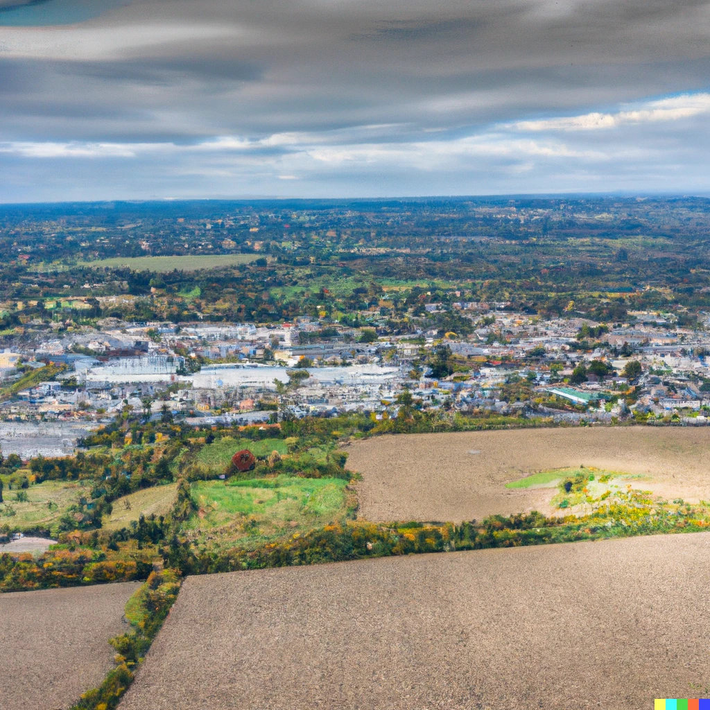 Prompt: Aerial view of Kildare, Ireland