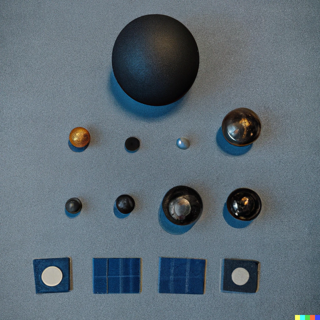 Prompt: Knolling photo of the solar system