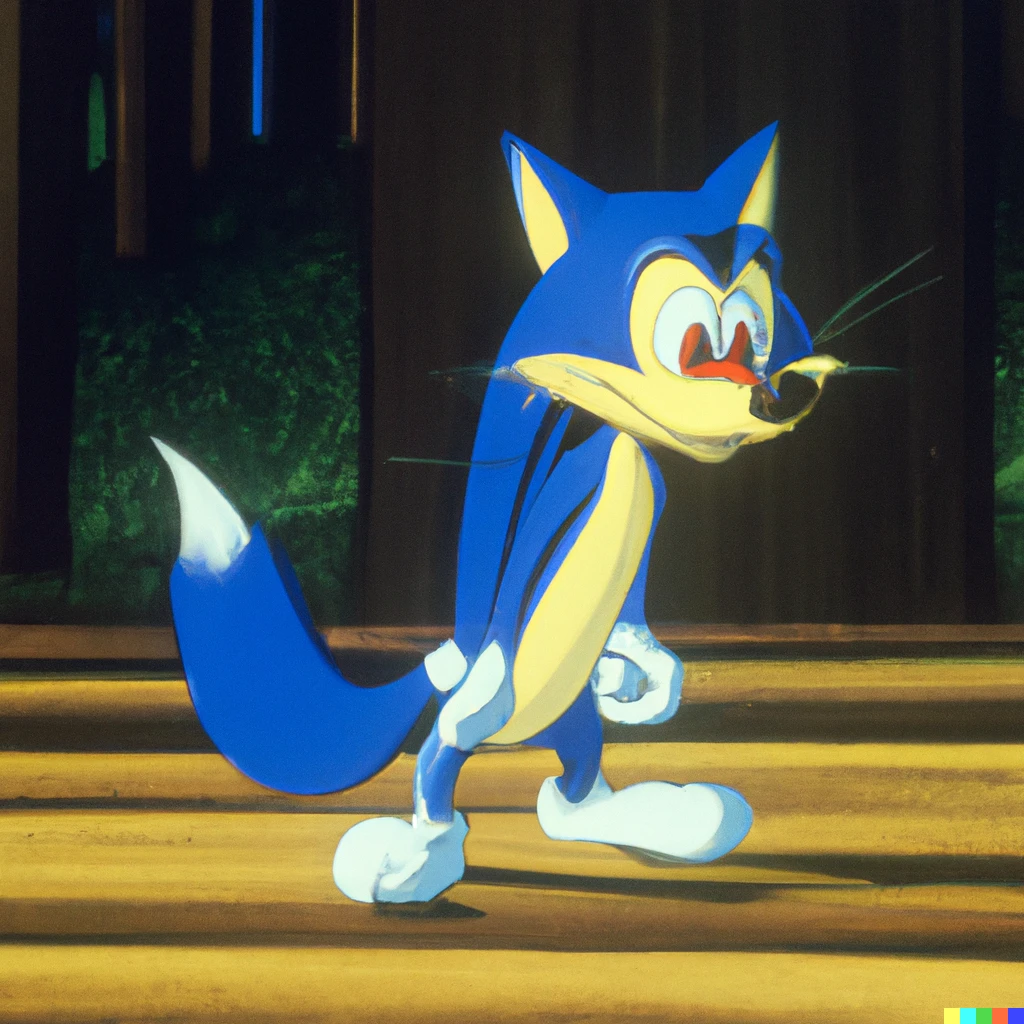 Prompt:  A still of sonic in The fox and the hound (1981) ,Vintage Disney, award winning, high detail