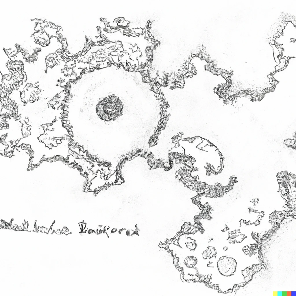 Prompt: Mandelbrot set Cartography, pencil sketch 