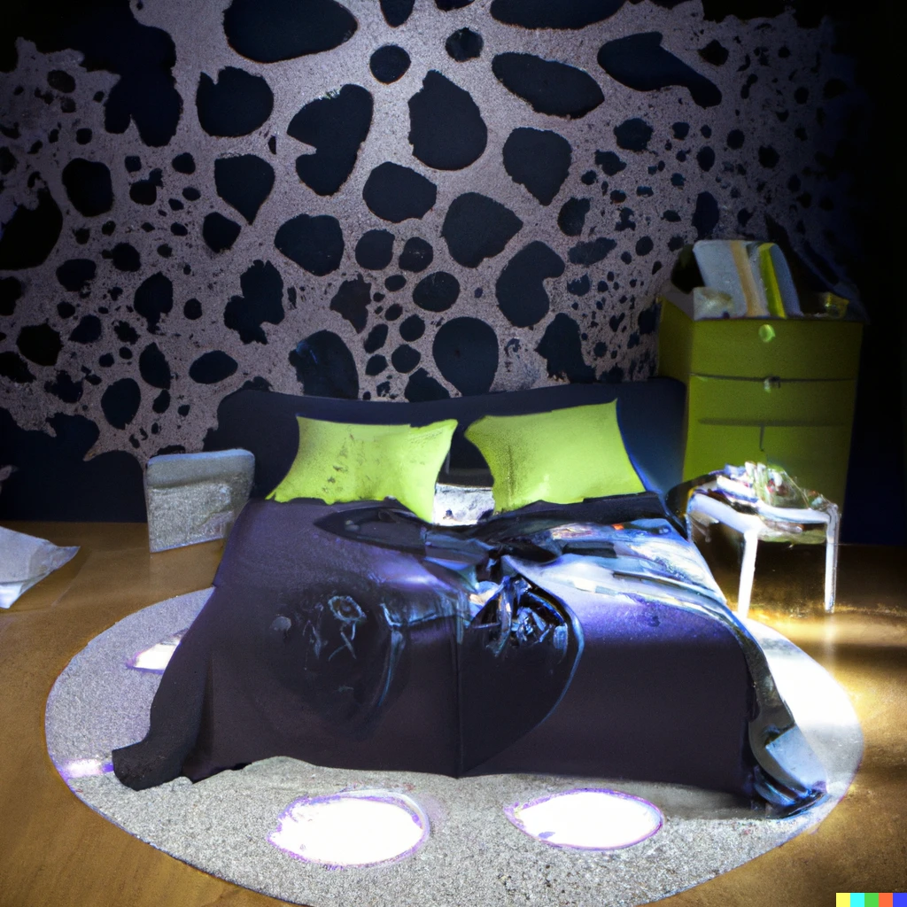 Prompt: Bedroom inspired by the Mandelbrot set, studio lighting