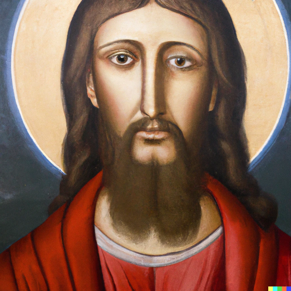 Prompt: Portrait of the Messiah restored by someone not an expert.