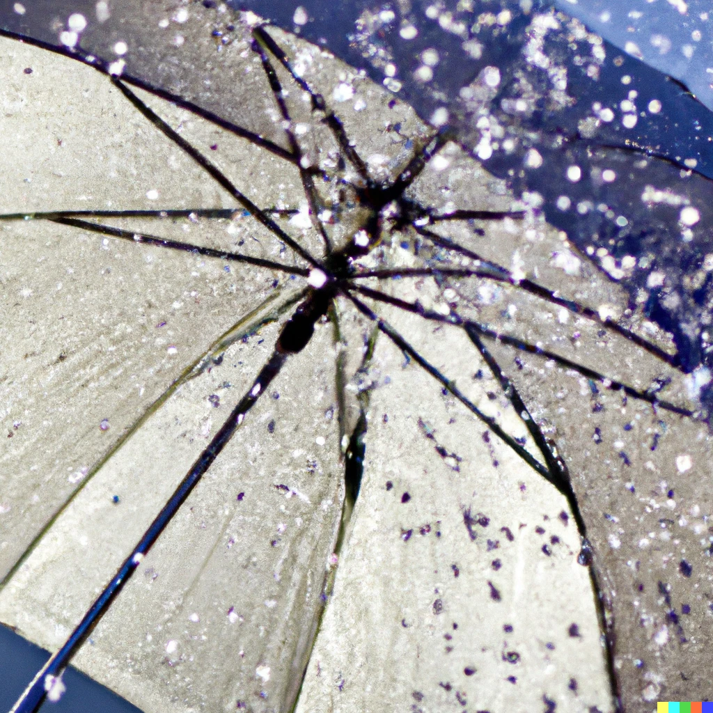 Prompt: Rain under the umbrella on a sunny day