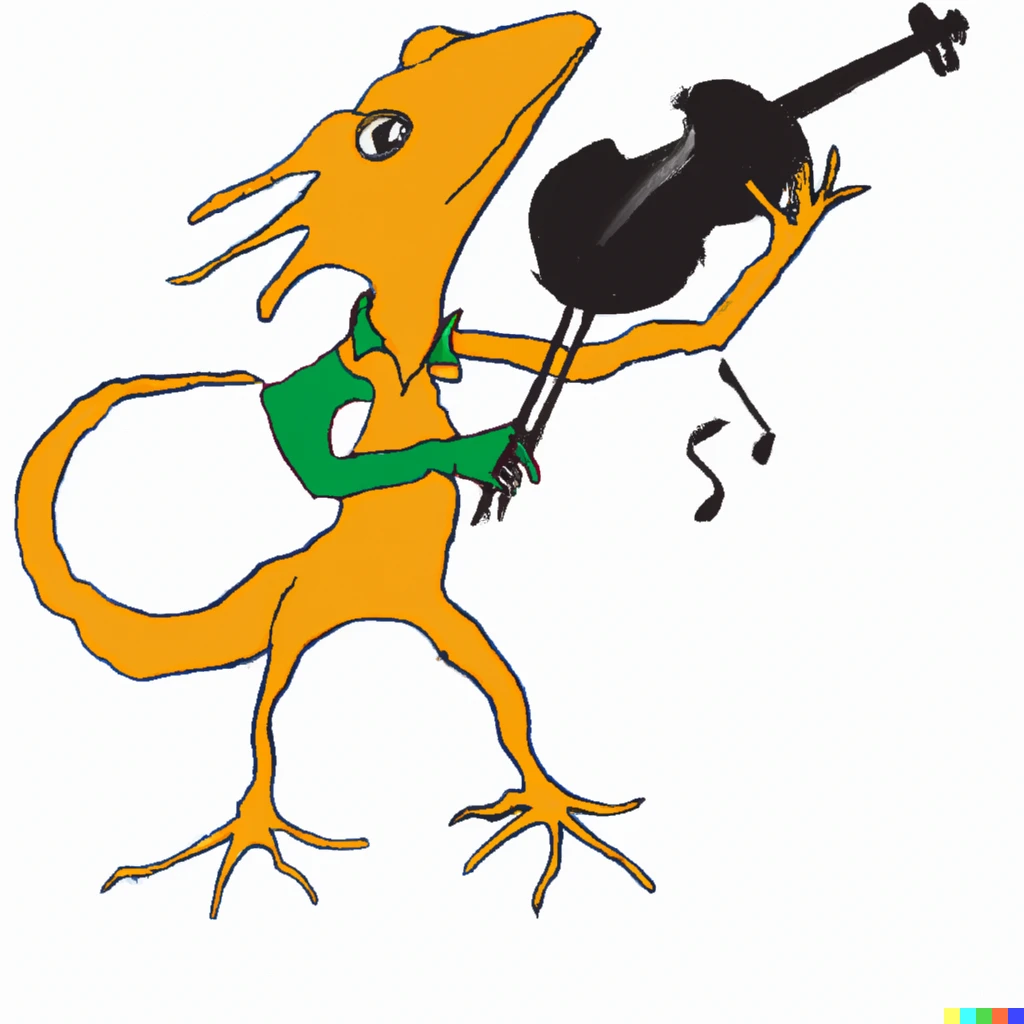 Prompt: A comradified lizard playing the violin