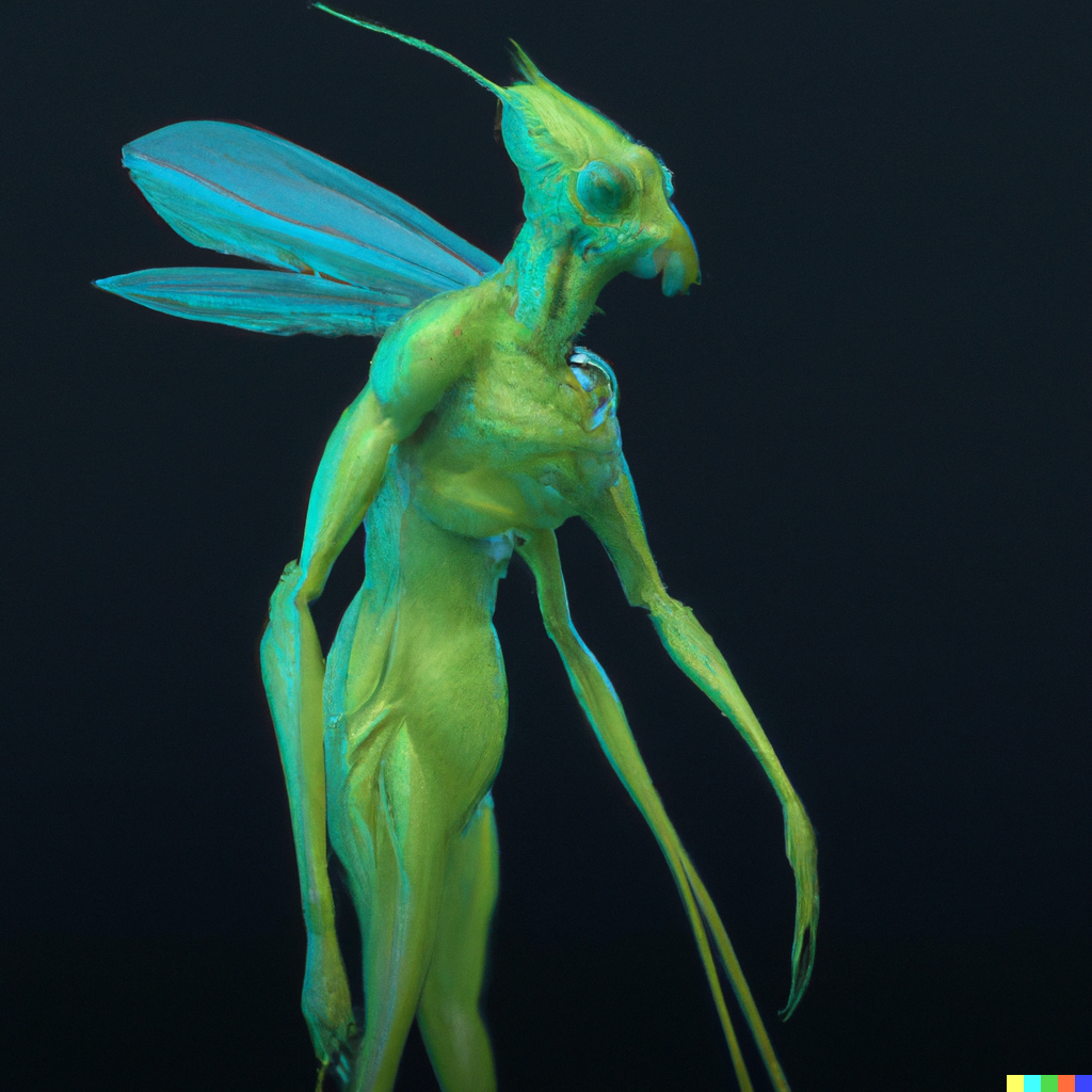 Luka × DALL·E | a humanoid alien species that looks vaguely insectoid ...