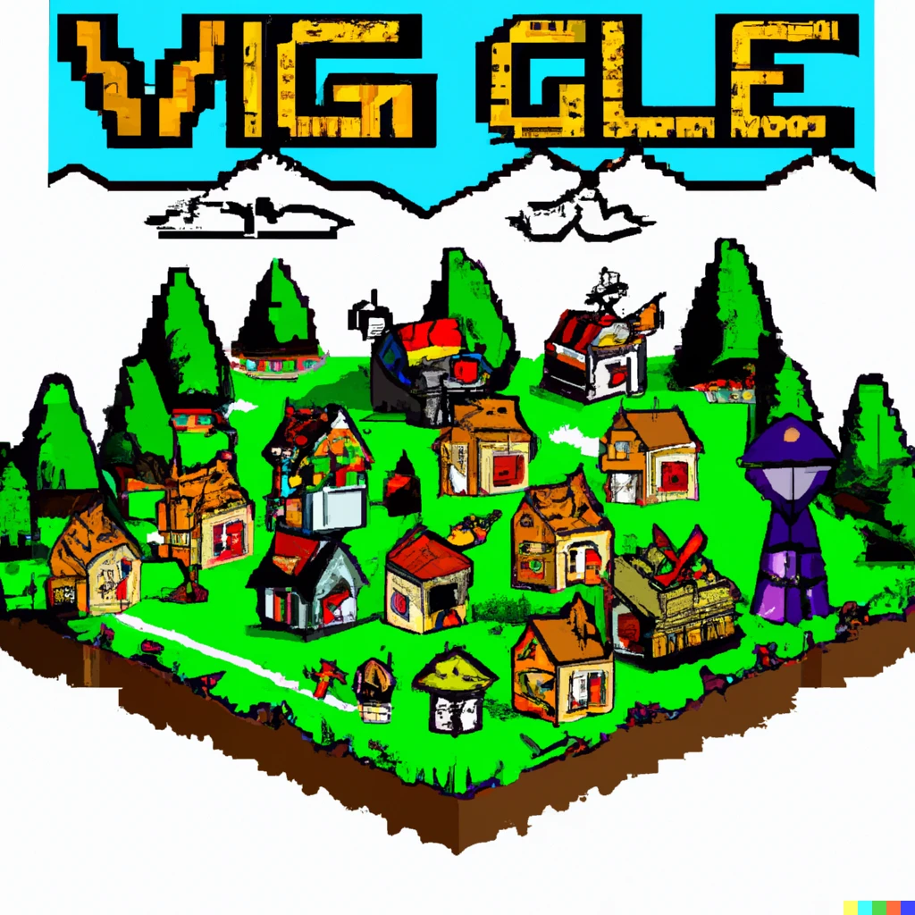 Prompt: A pixel art image of an ogre village management game world.