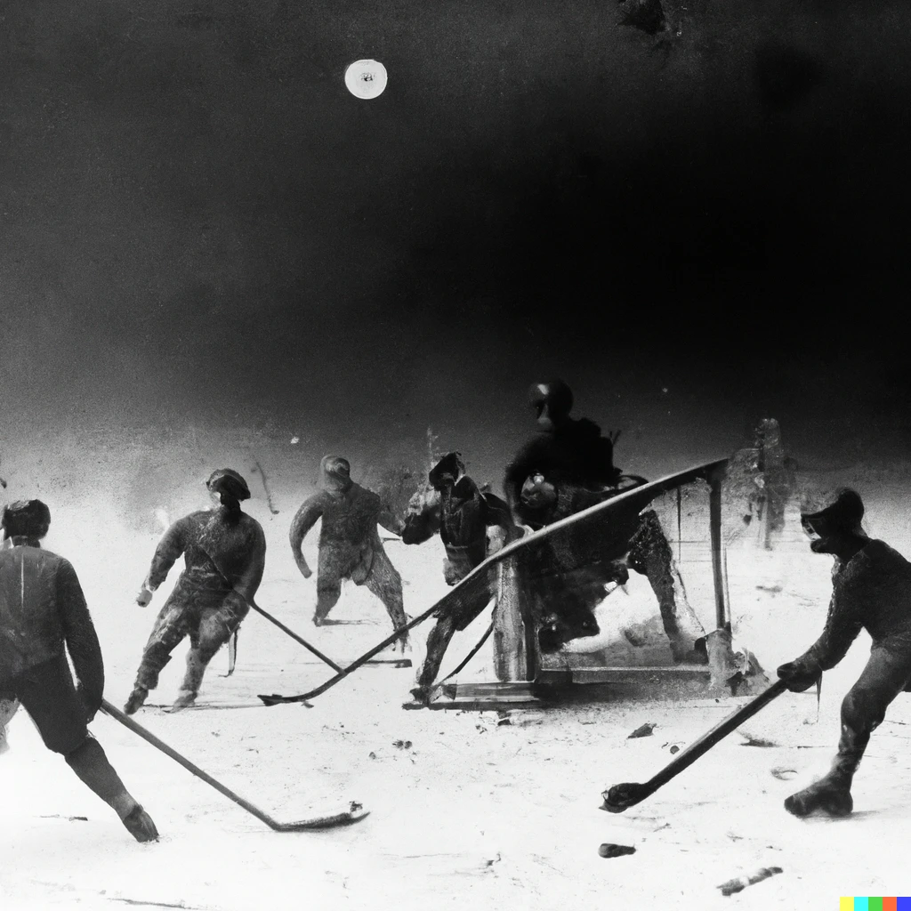 Prompt: A hockey game played on the moon photographed by Alfred Stieglitz 