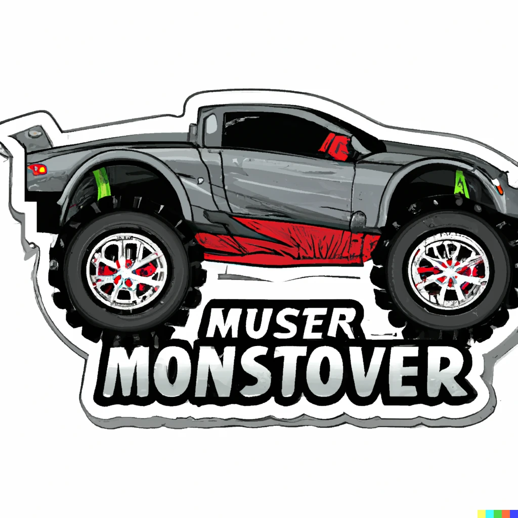 Prompt: Monster Truck lamborghini, adobe illustration sticker avg