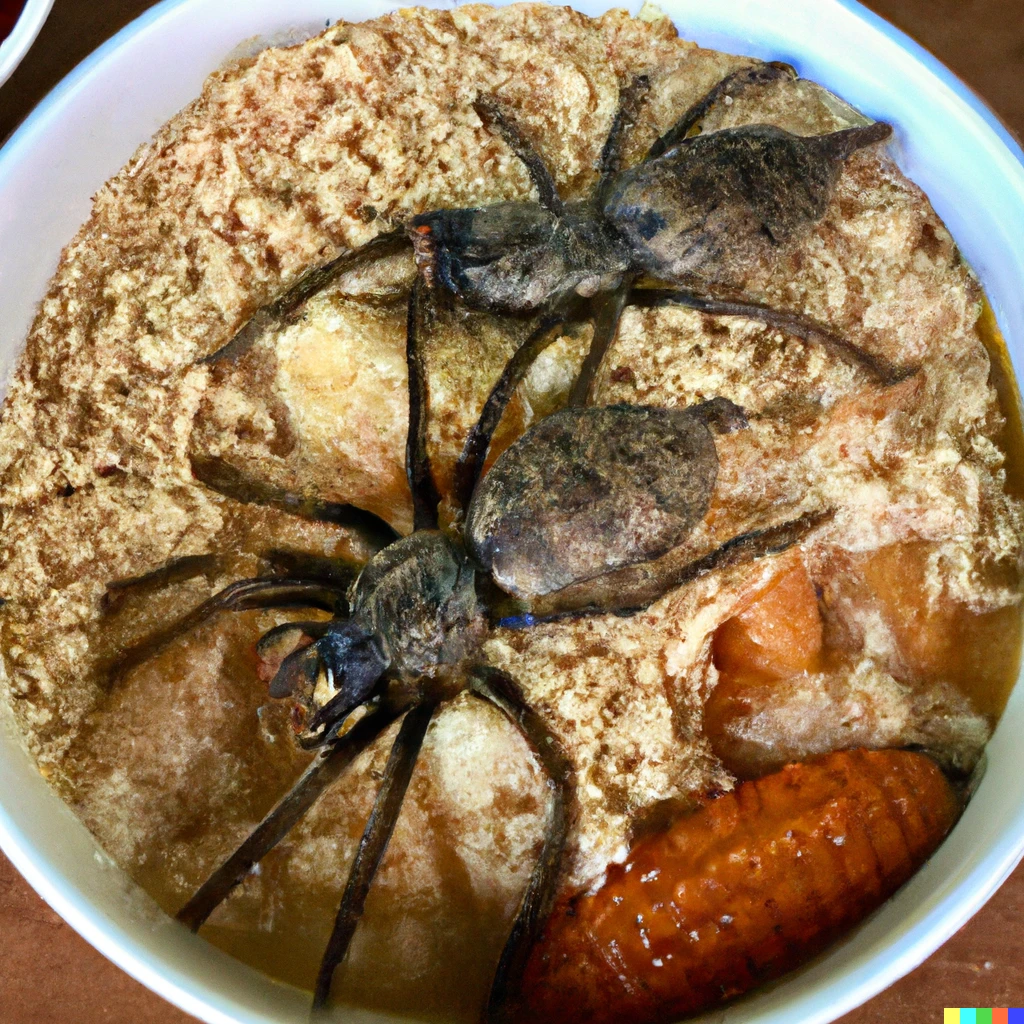 Prompt: oatmeal and cockroach and tarantula soup