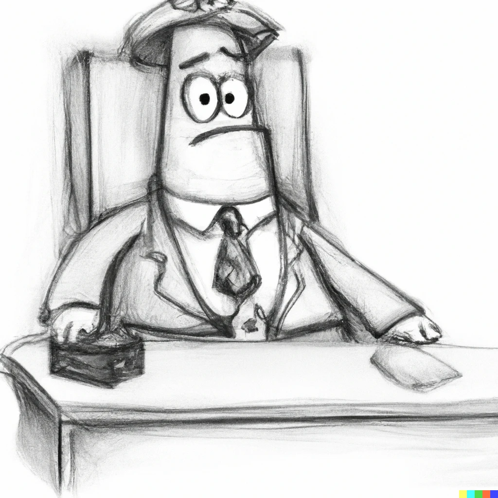 Prompt: Courtroom sketch of Patrick from Spongebob on trial, detailed, digital art
