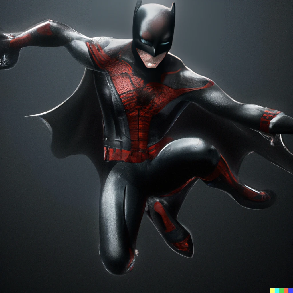 Prompt: batman spiderman hybrid, digital art