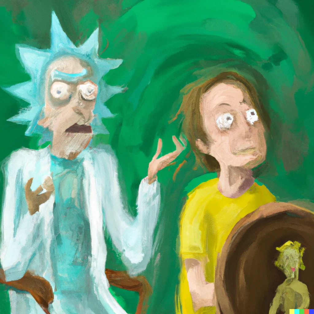 Prompt: Rick and morty renaissance painting