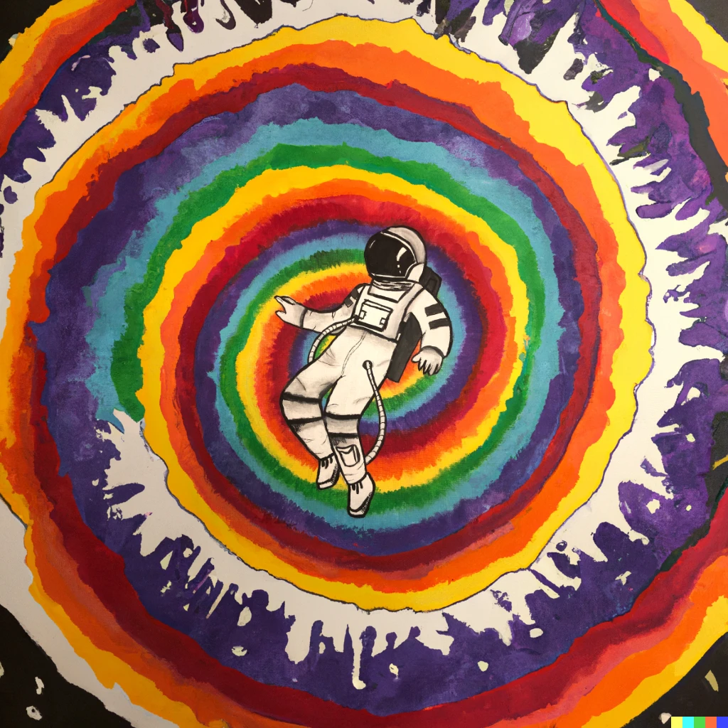 Prompt: astronaut in a rainbow swirl