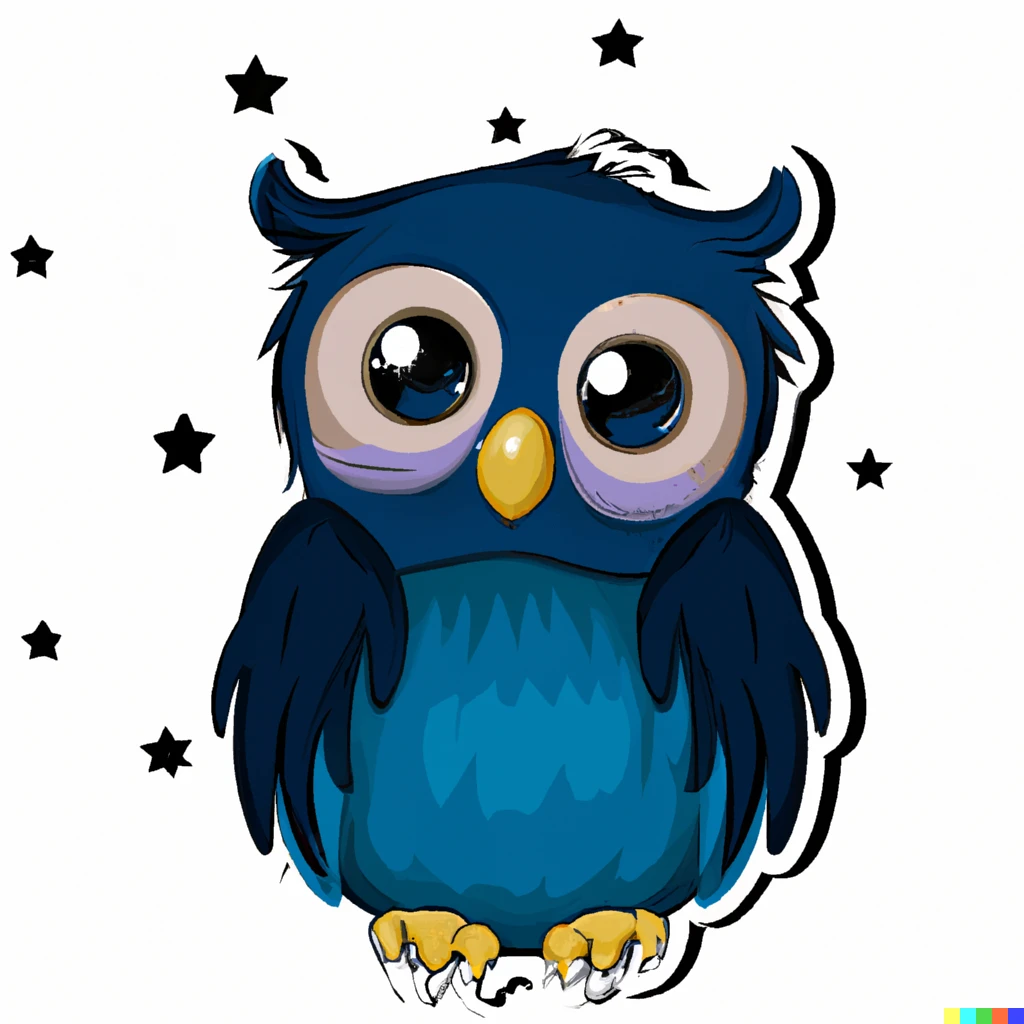 Prompt: cute owl in a starry night sticker, adobe sticker illustration svg