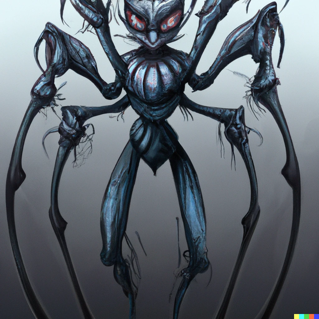 Prompt: spider human hybrid chimera, detailed, tim burton style, digital art