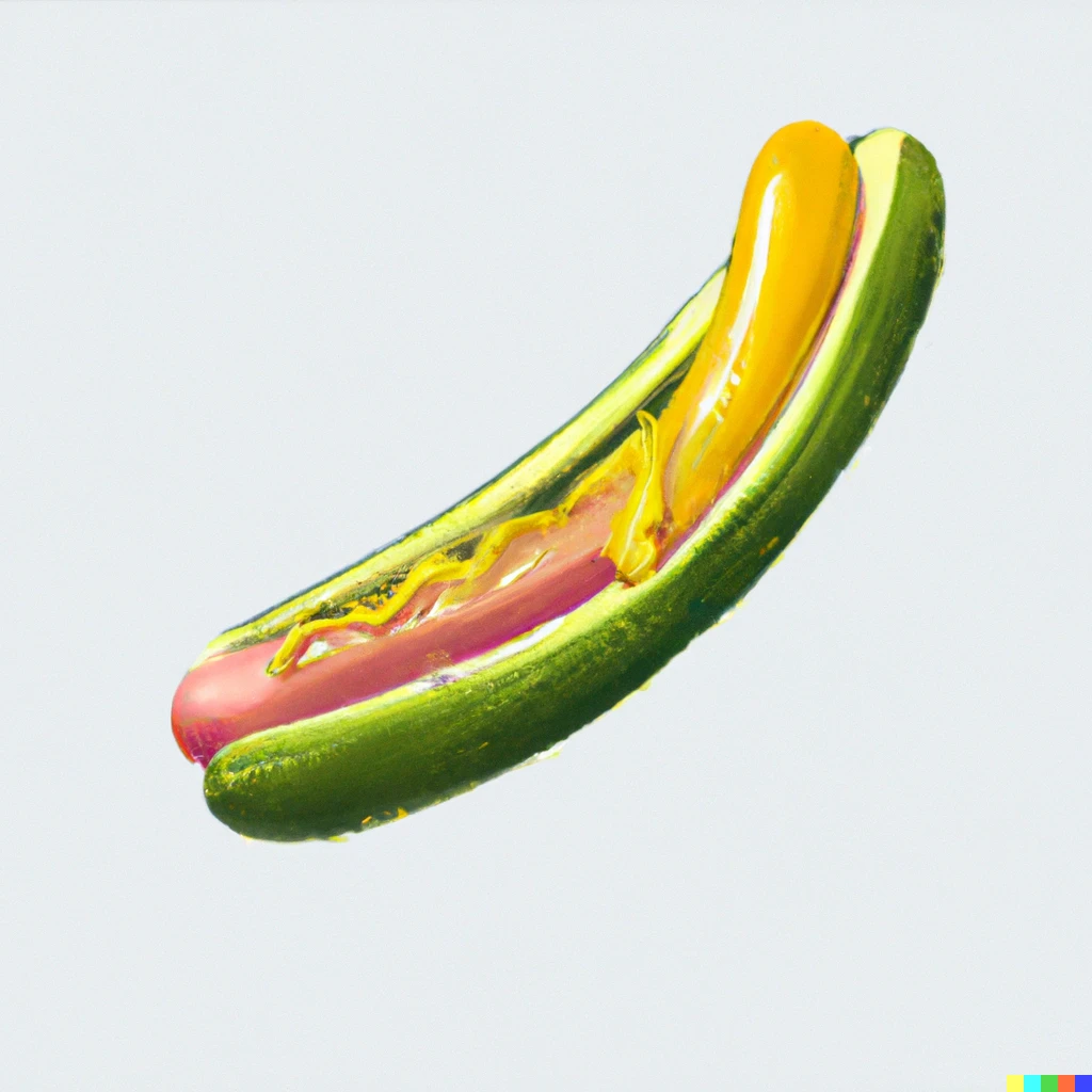 Prompt: half cucumber half hot dog, digital art