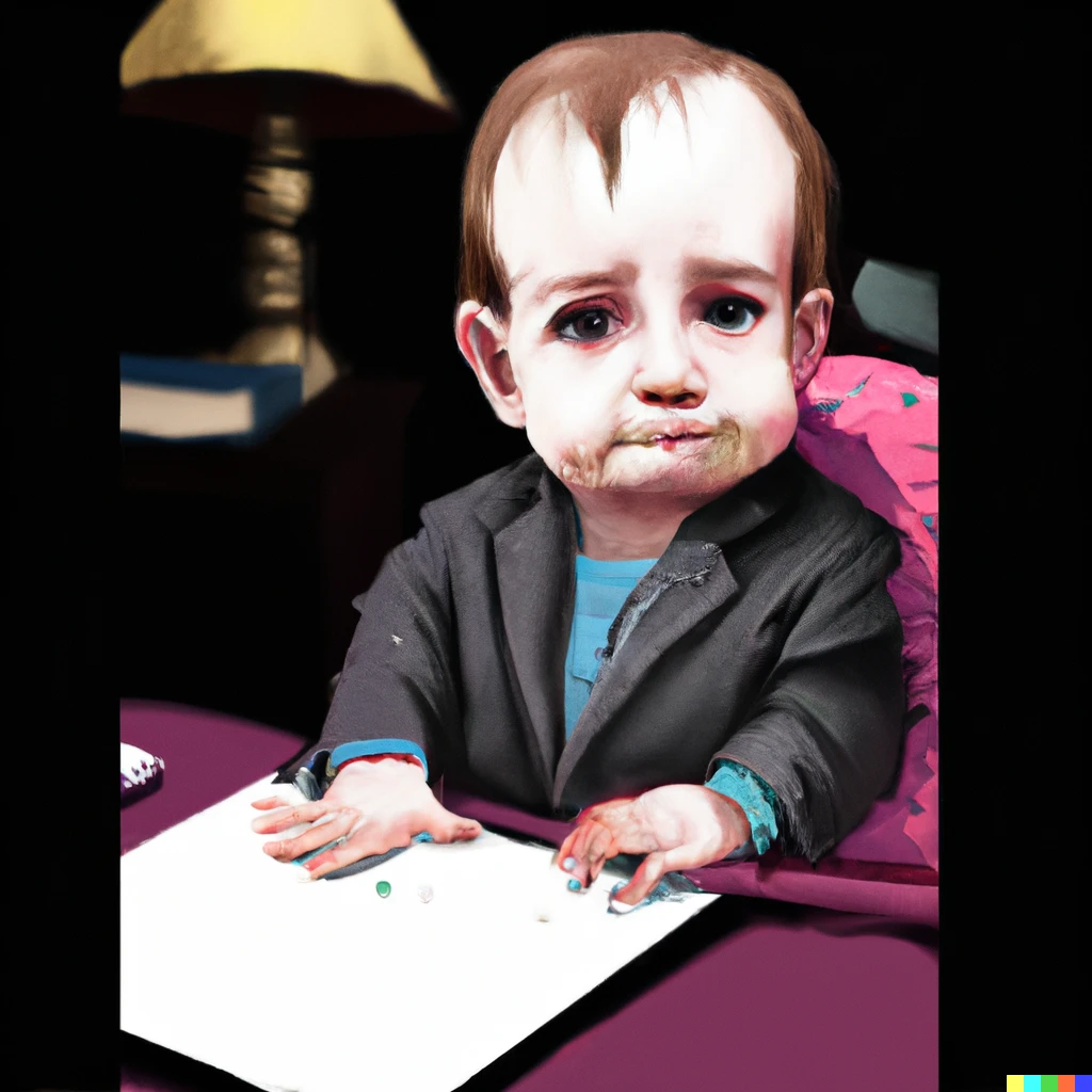 Prompt: Saul Goodman as a baby, digital art