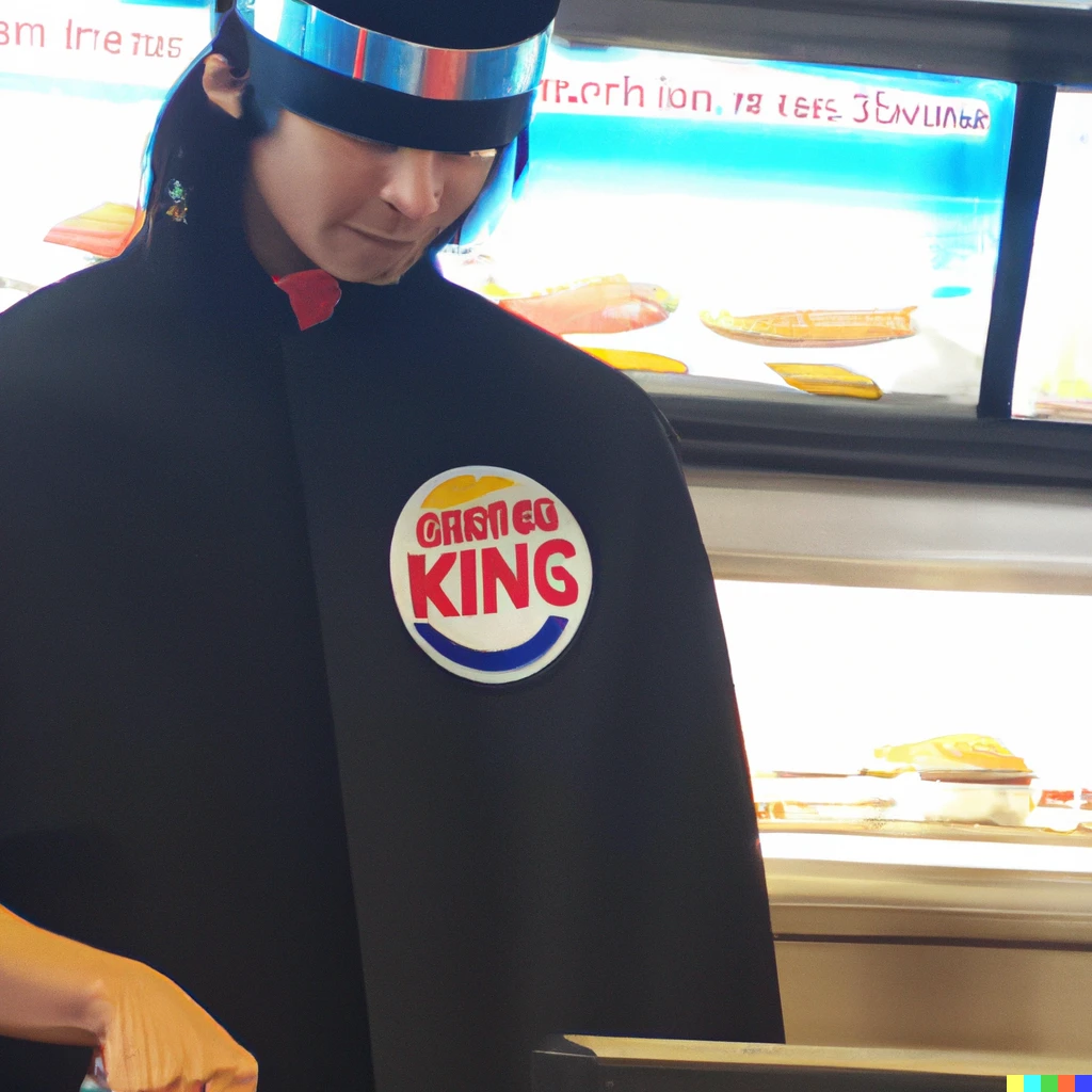 Prompt: Uchiha Sasuke working at Burger King