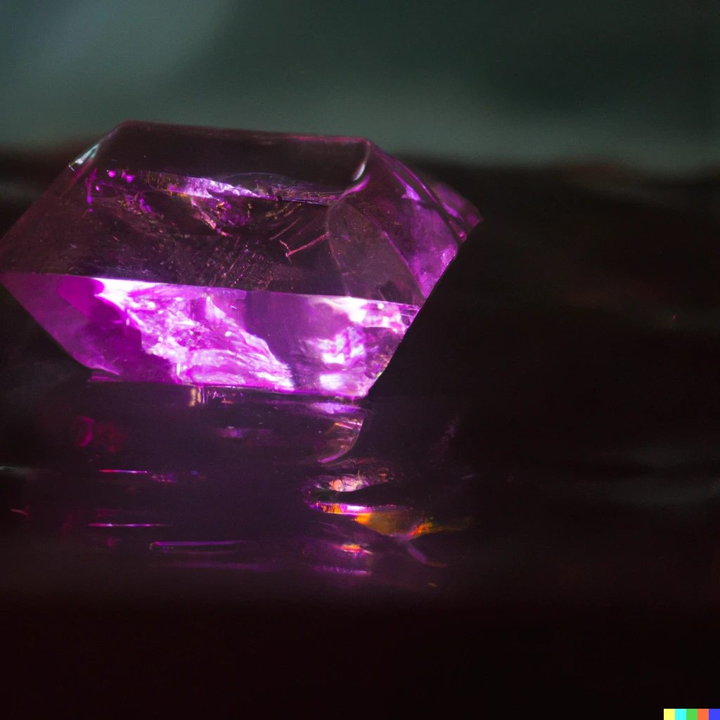 Prompt: purple diamond totally internally reflecting underwater, 4k photograph