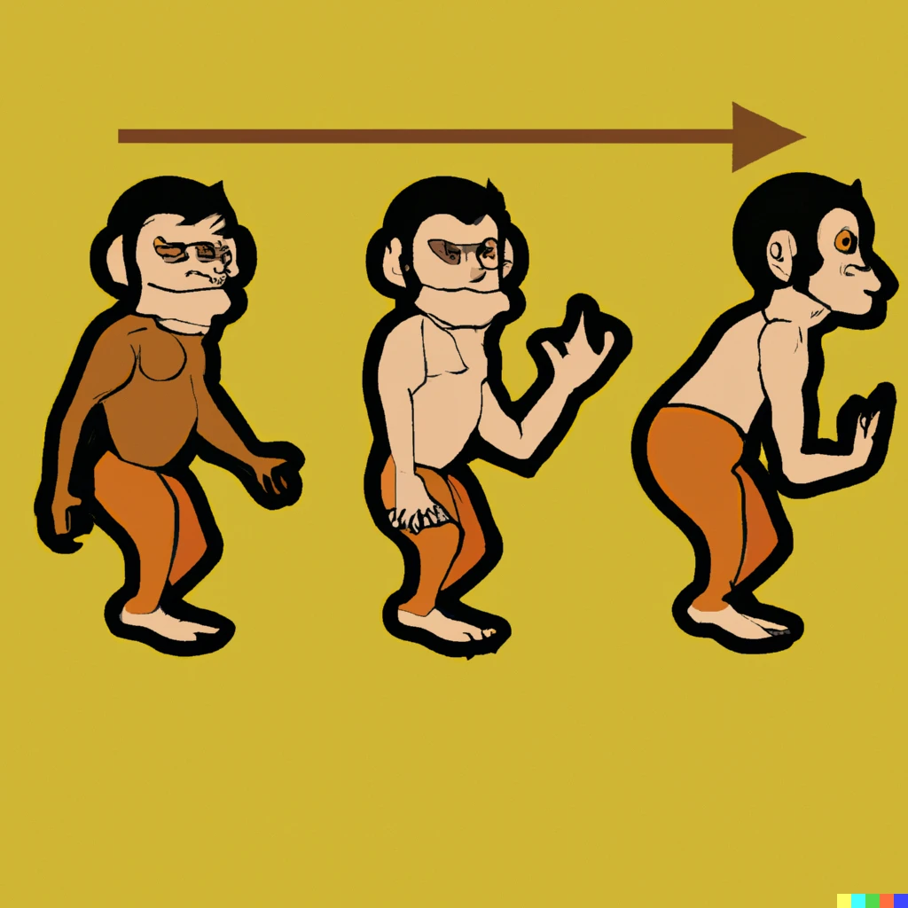 Prompt: A monkey evolving into a human ,adobe sticker illustrator svg