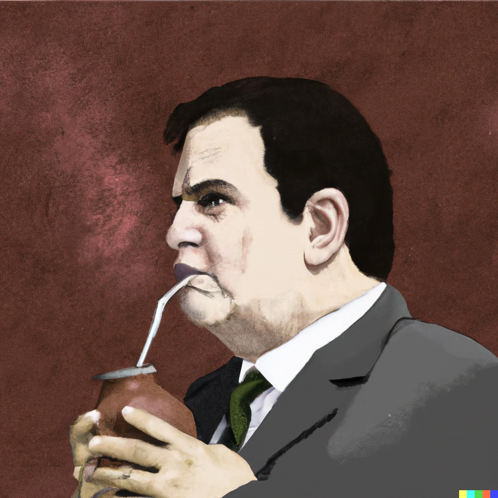Prompt: a uruguayan lawyer  male drinking mate  digital art