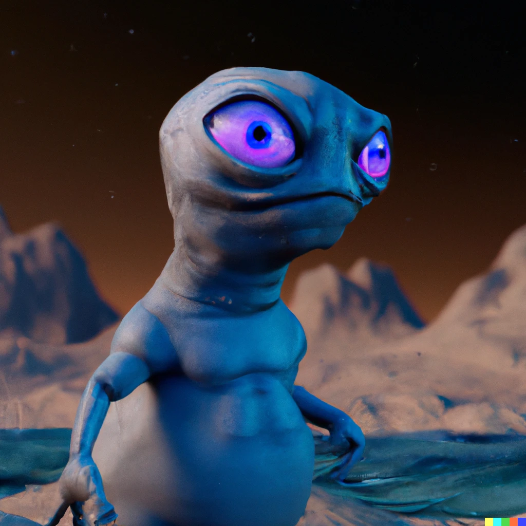 Prompt: a realistic extraterrestrial monster on a blue stony planet , 4k , hyperrealistic , sharp