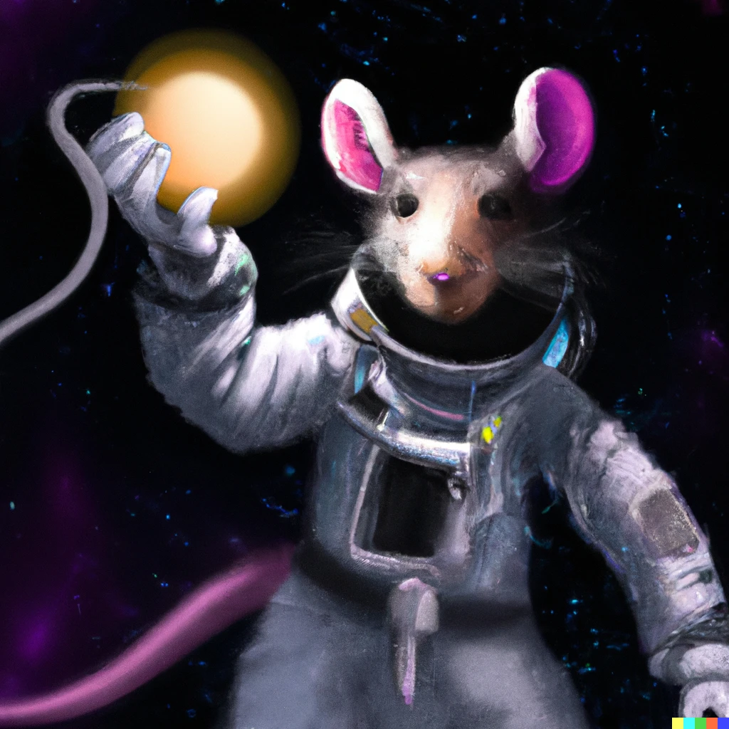 Prompt: rat astronaut holding the moon, digital art