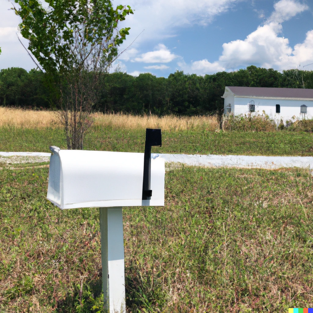 Prompt: You're in an open field to the west of a white House. There's a mailbox here.