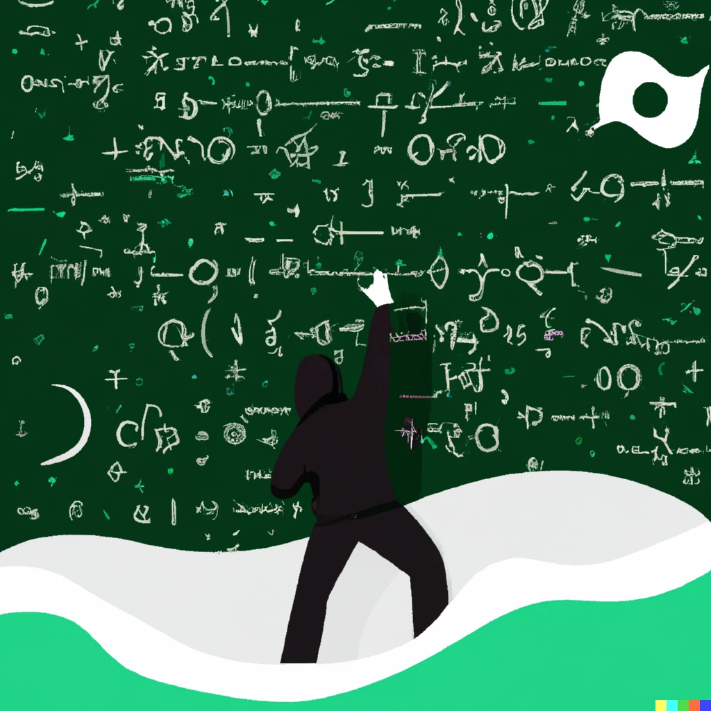 Prompt: a programmer riding the wave of computational irreducibility through the universe