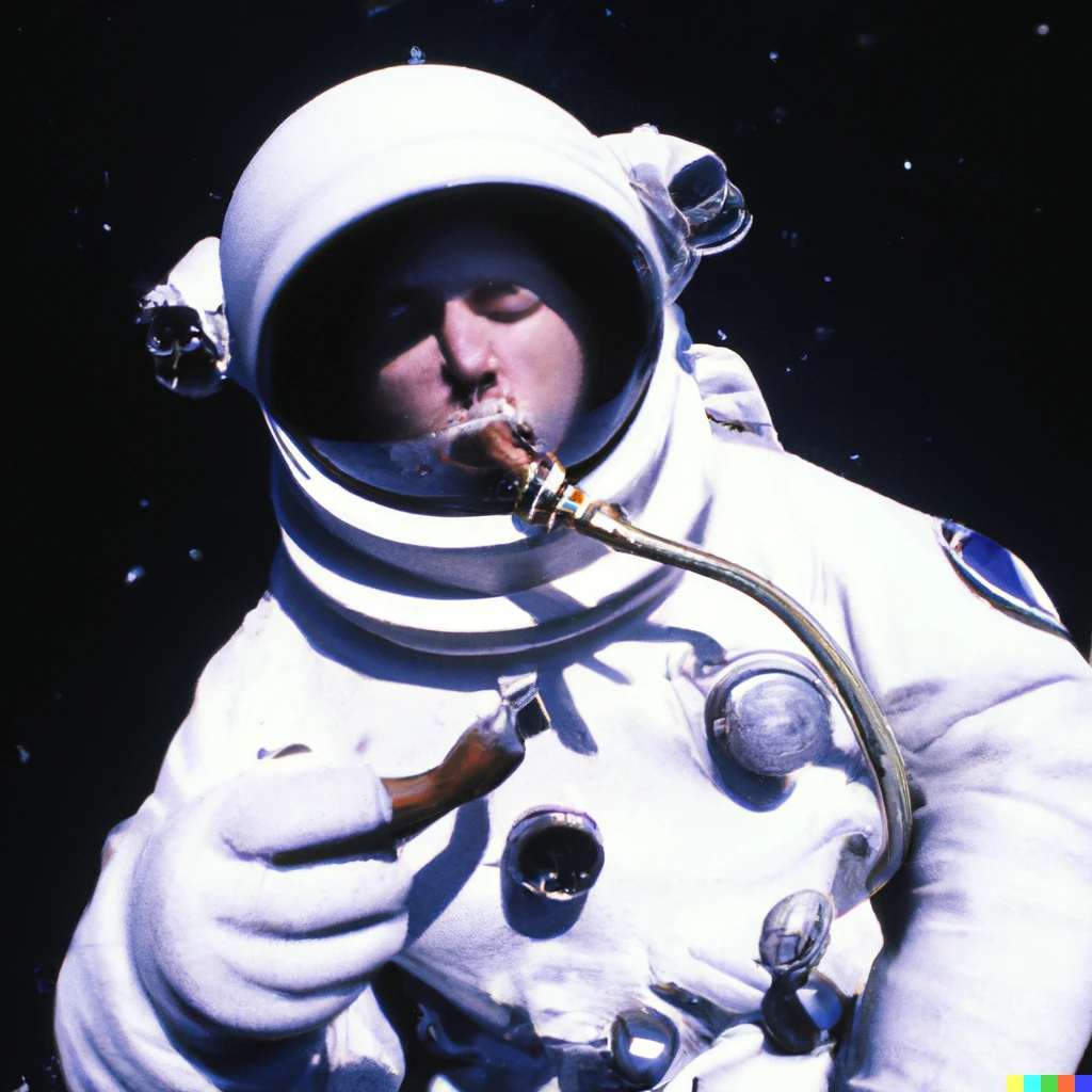 Prompt: Astronaut smoking a pipe in zero gravity. Award winning photo. 35mm