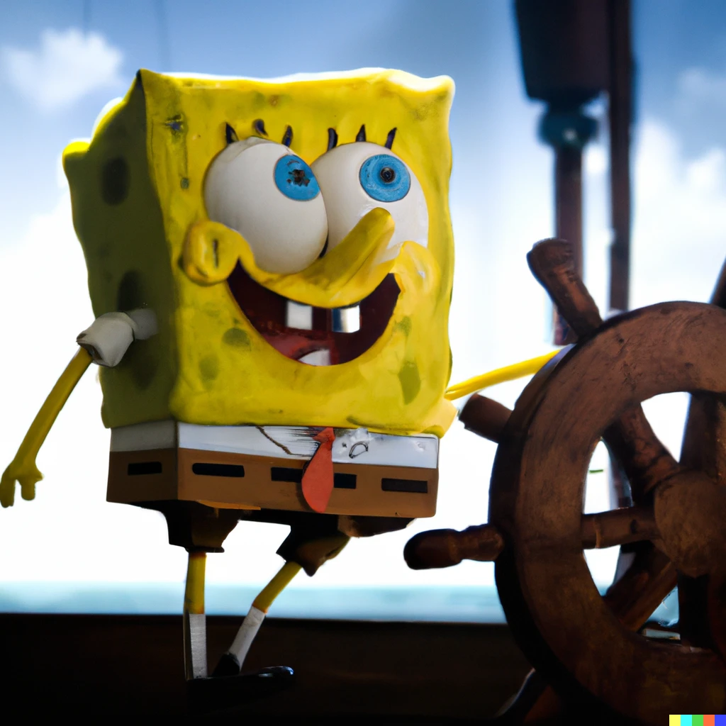 Prompt: a still of SpongeBob SquarePants in the film Pirates of the Caribbean