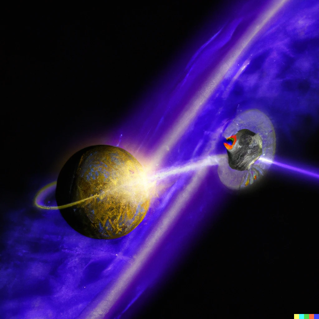 Prompt: Spacecraft destroying energy supply from a Dyson sphere 