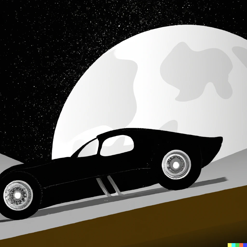 Prompt: A race car in the moon