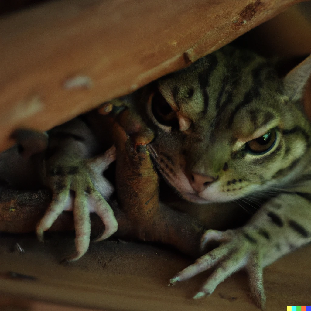 Prompt: a cat frog chimera, photo