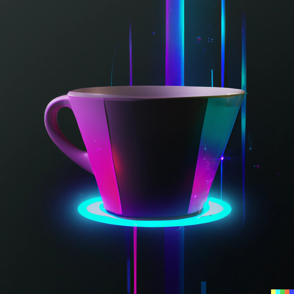 Prompt: futuristic coffee cup synthwave 