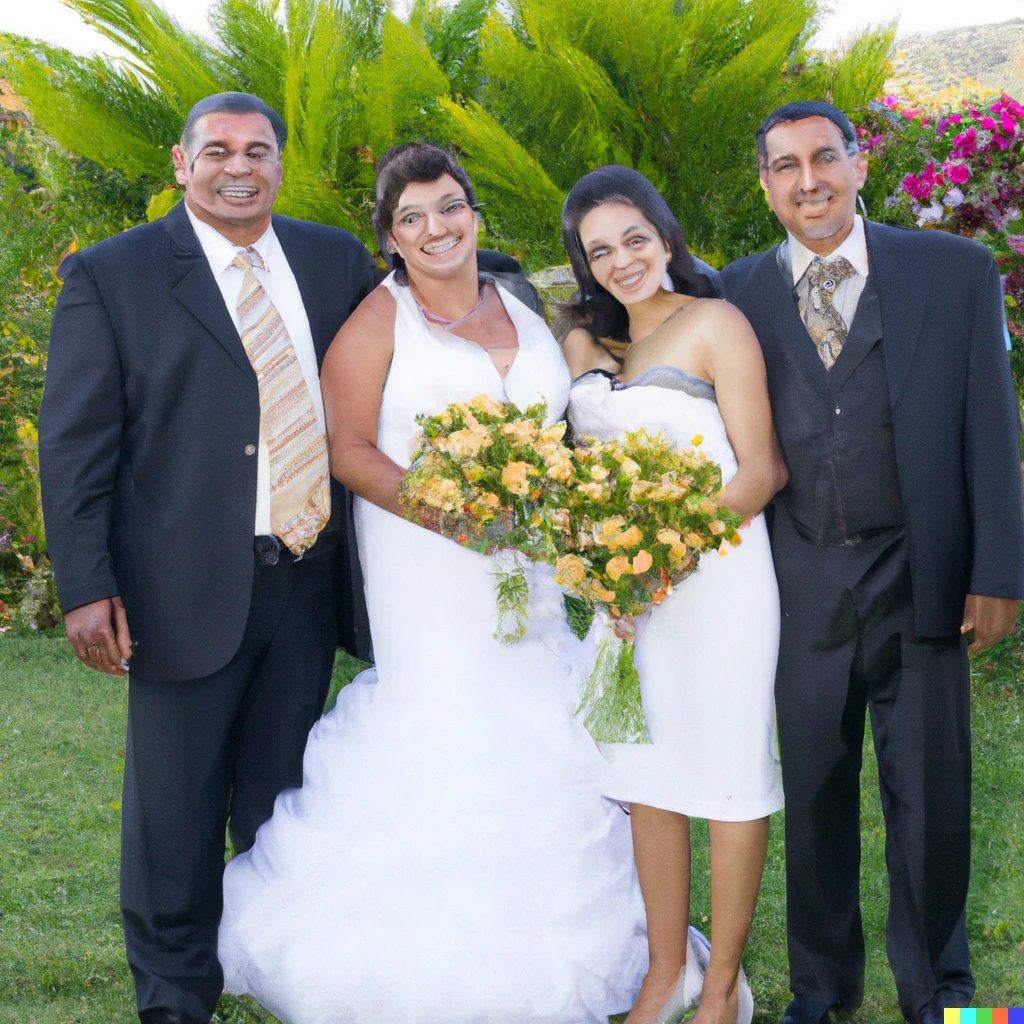 Prompt: Brazilian family wedding  photo