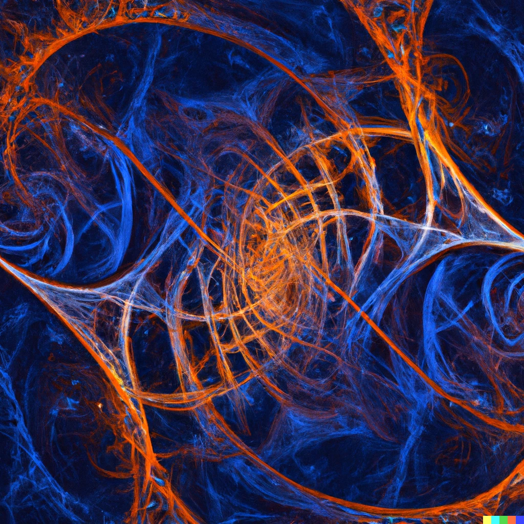 Prompt: a digital art endless fractal with sharp orange and light blue coloration 